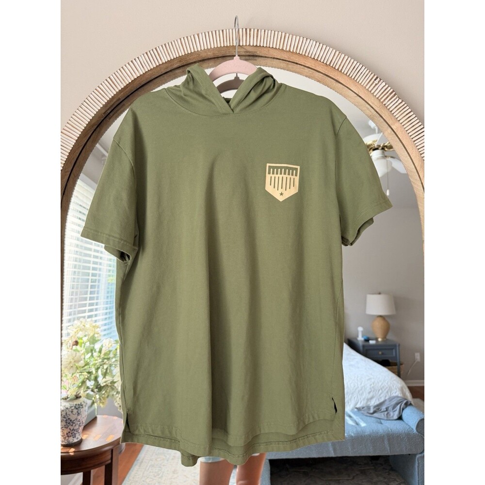 Plate Crate XL Shoodie Short Sleeve Hoodie Olive Green Baseball Graphic